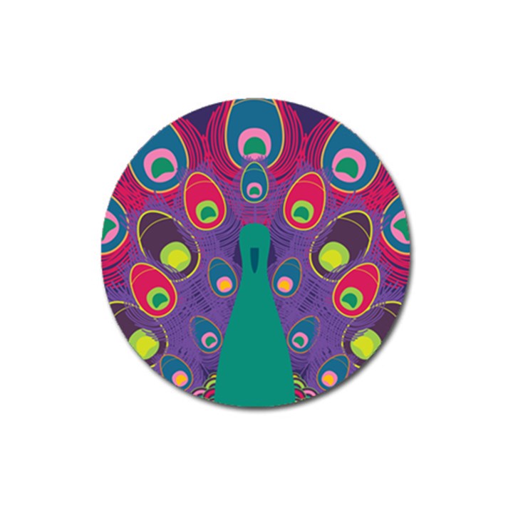 Peacock Bird Animal Feathers Magnet 3  (Round)