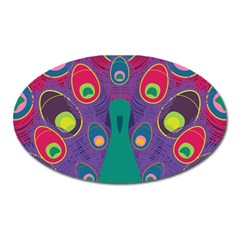 Peacock Bird Animal Feathers Oval Magnet by HermanTelo