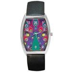 Peacock Bird Animal Feathers Barrel Style Metal Watch Front