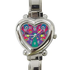 Peacock Bird Animal Feathers Heart Italian Charm Watch