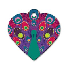 Peacock Bird Animal Feathers Dog Tag Heart (one Side) by HermanTelo