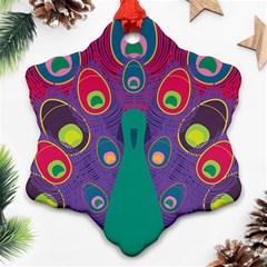 Peacock Bird Animal Feathers Snowflake Ornament (two Sides)