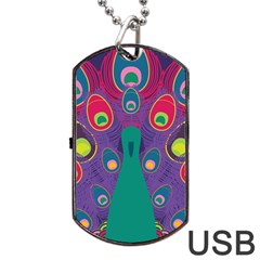 Peacock Bird Animal Feathers Dog Tag Usb Flash (one Side)