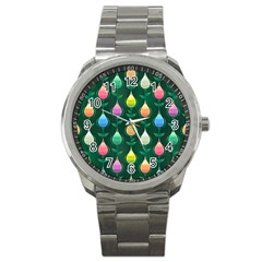 Tulips Seamless Pattern Background Sport Metal Watch