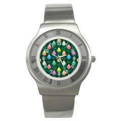 Tulips Seamless Pattern Background Stainless Steel Watch