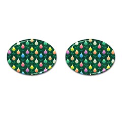 Tulips Seamless Pattern Background Cufflinks (oval)