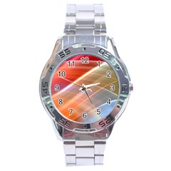 Wave Background Pattern Abstract Stainless Steel Analogue Watch