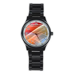 Wave Background Pattern Abstract Stainless Steel Round Watch