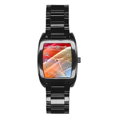 Wave Background Pattern Abstract Stainless Steel Barrel Watch