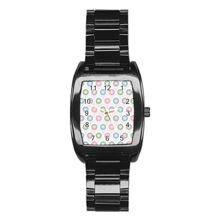 Seamless Pattern Pastels Background Pink Stainless Steel Barrel Watch