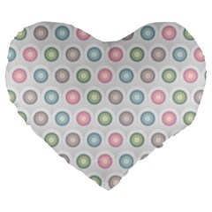 Seamless Pattern Pastels Background Pink Large 19  Premium Flano Heart Shape Cushions