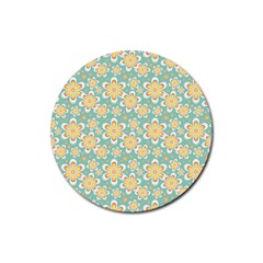 Seamless Pattern Floral Pastels Rubber Round Coaster (4 Pack)  by HermanTelo