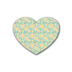 Seamless Pattern Floral Pastels Rubber Coaster (heart) 