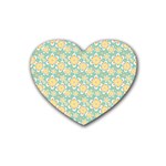 Seamless Pattern Floral Pastels Rubber Coaster (Heart)  Front