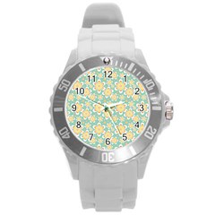 Seamless Pattern Floral Pastels Round Plastic Sport Watch (l)