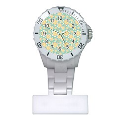 Seamless Pattern Floral Pastels Plastic Nurses Watch by HermanTelo