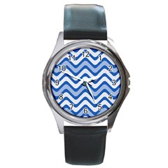 Waves Wavy Lines Round Metal Watch by HermanTelo