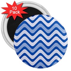 Waves Wavy Lines 3  Magnets (10 Pack)  by HermanTelo