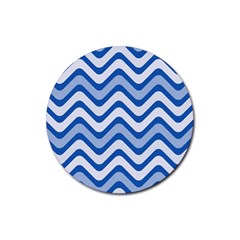 Waves Wavy Lines Rubber Coaster (round)  by HermanTelo