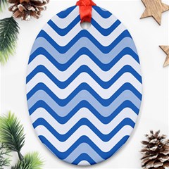 Waves Wavy Lines Oval Ornament (two Sides)