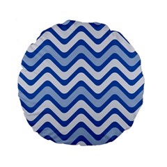 Waves Wavy Lines Standard 15  Premium Flano Round Cushions