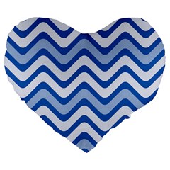 Waves Wavy Lines Large 19  Premium Flano Heart Shape Cushions