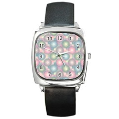 Seamless Pattern Pastels Background Square Metal Watch