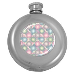 Seamless Pattern Pastels Background Round Hip Flask (5 Oz)