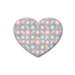 Seamless Pattern Pastels Background Rubber Coaster (heart)  by HermanTelo