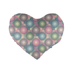 Seamless Pattern Pastels Background Standard 16  Premium Heart Shape Cushions