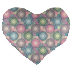 Seamless Pattern Pastels Background Large 19  Premium Flano Heart Shape Cushions