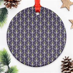 Seamless Pattern Background Fleu Round Ornament (two Sides)