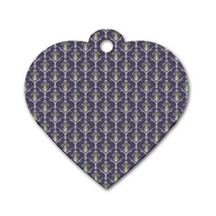 Seamless Pattern Background Fleu Dog Tag Heart (one Side)