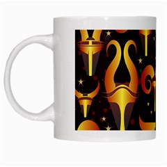 Stylised Horns Black Pattern White Mugs by HermanTelo