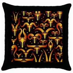 Stylised Horns Black Pattern Throw Pillow Case (black) by HermanTelo