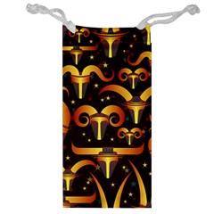 Stylised Horns Black Pattern Jewelry Bag