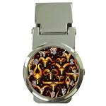 Stylised Horns Black Pattern Money Clip Watches Front