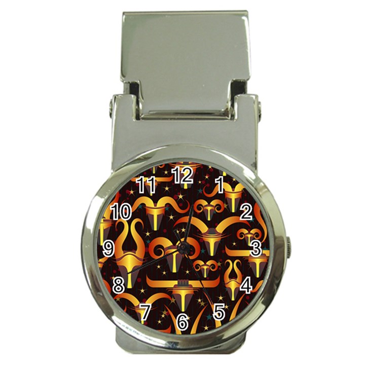 Stylised Horns Black Pattern Money Clip Watches