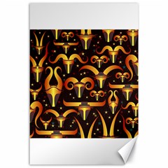 Stylised Horns Black Pattern Canvas 24  X 36  by HermanTelo