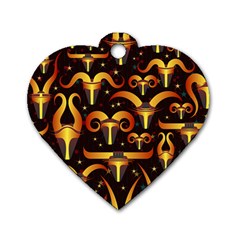 Stylised Horns Black Pattern Dog Tag Heart (two Sides)