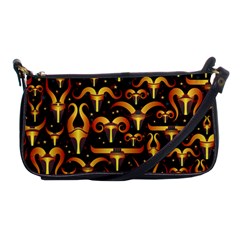 Stylised Horns Black Pattern Shoulder Clutch Bag by HermanTelo