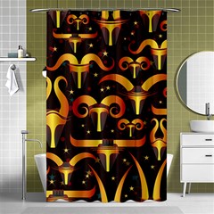 Stylised Horns Black Pattern Shower Curtain 48  X 72  (small)  by HermanTelo