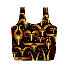 Stylised Horns Black Pattern Full Print Recycle Bag (m)