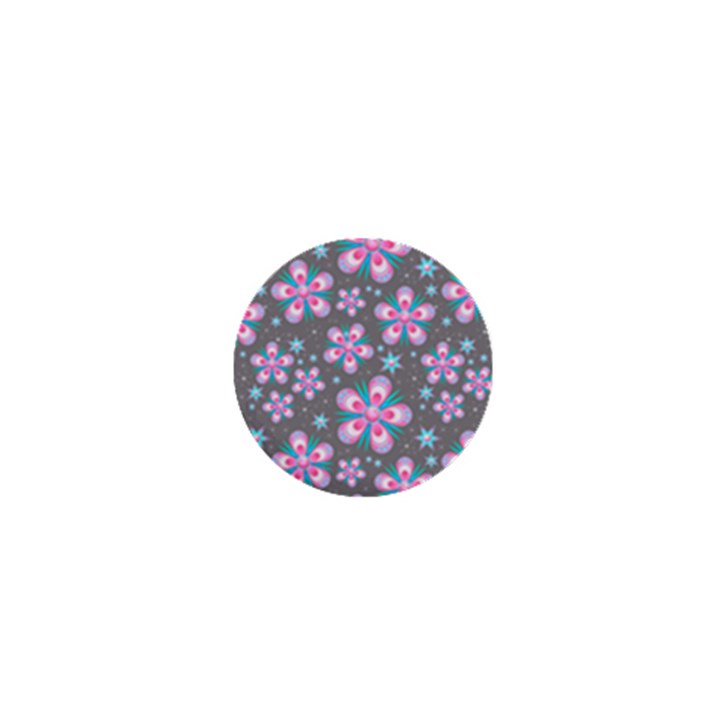 Seamless Pattern Flowers Pink 1  Mini Buttons