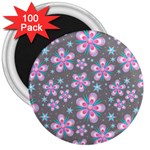 Seamless Pattern Flowers Pink 3  Magnets (100 pack) Front