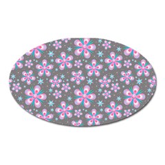 Seamless Pattern Flowers Pink Oval Magnet by HermanTelo