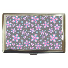 Seamless Pattern Flowers Pink Cigarette Money Case