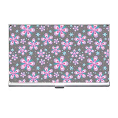 Seamless Pattern Flowers Pink Business Card Holder