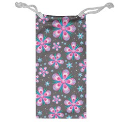 Seamless Pattern Flowers Pink Jewelry Bag