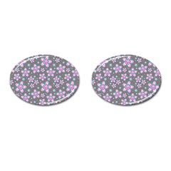 Seamless Pattern Flowers Pink Cufflinks (oval)